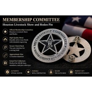 Houston Livestock Show and Rodeo Membership Committee Pin Silver Tone Star Badge